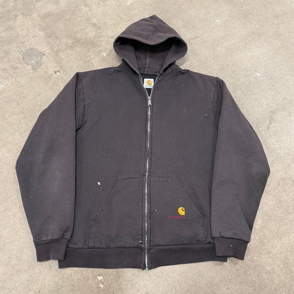 Vintage 90s Carhartt Thermal Lined Full Zip Hoodie Mens Black Outdoor XL Grunge